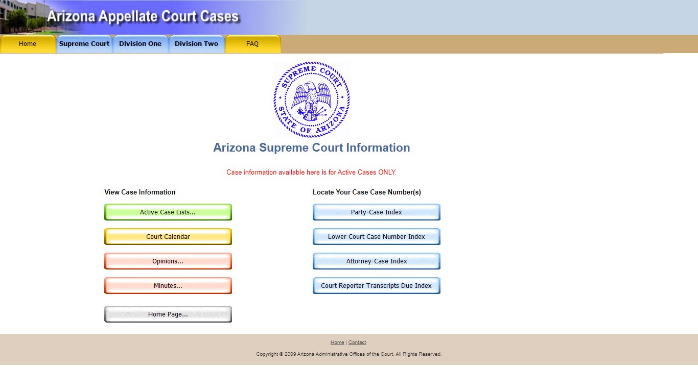 Arizona Supreme Court Information
